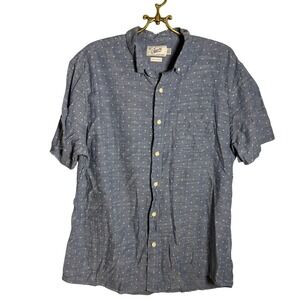Grayers Clothiers Blue Dotted Short Sleeve Button Down Cotton Shirt Womens XL